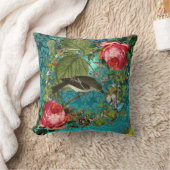 VOD, PINK ROSES BUTTERFLIS AQUA BLAU, AQUAMARINER  KISSEN (Decke)