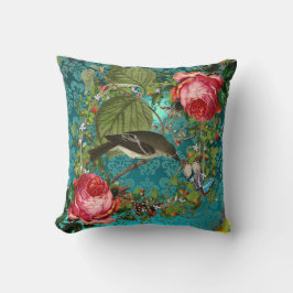 VOD, PINK ROSES BUTTERFLIS AQUA BLAU, AQUAMARINER  KISSEN