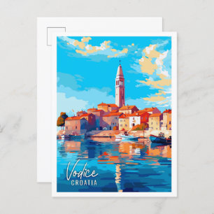 Vodice Croatia Vintage Reise Illustration Postkarte