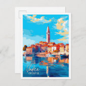 Vodice Croatia Vintage Reise Illustration Postkarte (Vorne/Hinten)