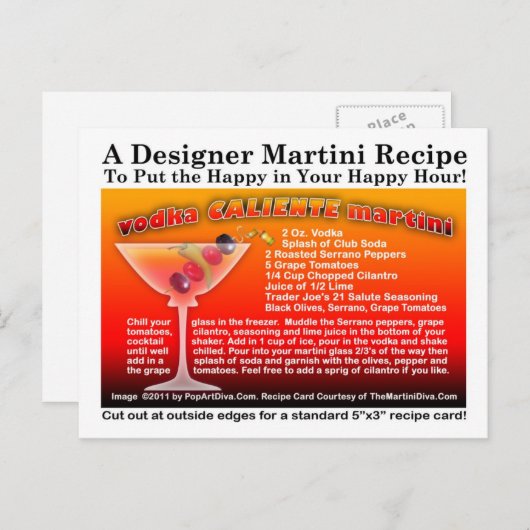 Vodka Caliente Martini Rezept Postkarte (Vorne/Hinten)