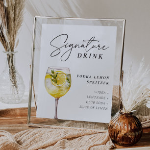 Vodka Lemon Spritzer Signature Drink Sign Poster