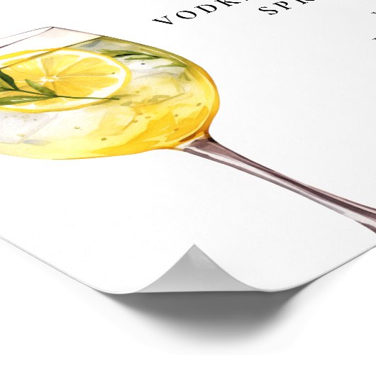 Vodka Lemon Spritzer Signature Drink Sign Poster (Ecke)