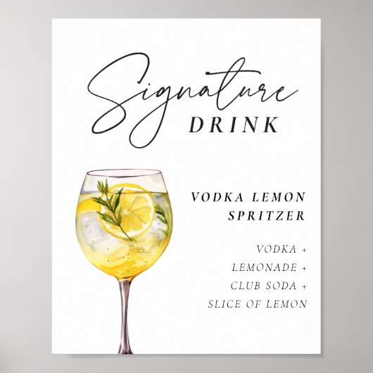 Vodka Lemon Spritzer Signature Drink Sign Poster (Vorne)