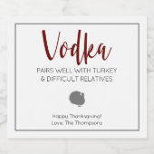 Vodka pflegt gut mit Truthühnern und schwierigen V Alkoholflaschenetikett (Einzelnes Label)