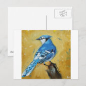 Vogel#39 Blaujay Postkarte (Vorne/Hinten)