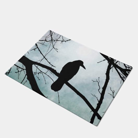 Vogel 77 Crow Raven Fußmatte (Schrägansicht)