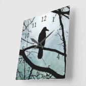 Vogel 77 Crow Raven Quadratische Wanduhr (Winkel)