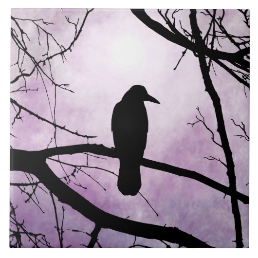 Vogel 78 Crow Raven Fliese (Vorderseite)