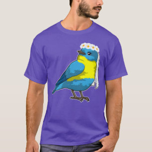 Vogel als Braut mit Blumenkranz Mädchen T-Shirt