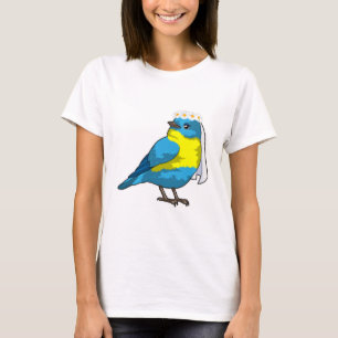 Vogel als Braut mit Blumenkranz T-Shirt
