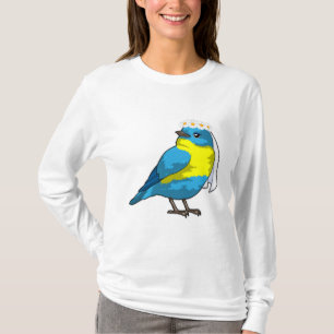 Vogel als Braut mit Blumenkranz T-Shirt