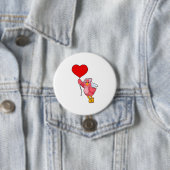 Vogel als Braut mit Schleier und Herzballon Button (Beispiel)