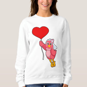Vogel als Braut mit Schleier und Herzballon Sweatshirt