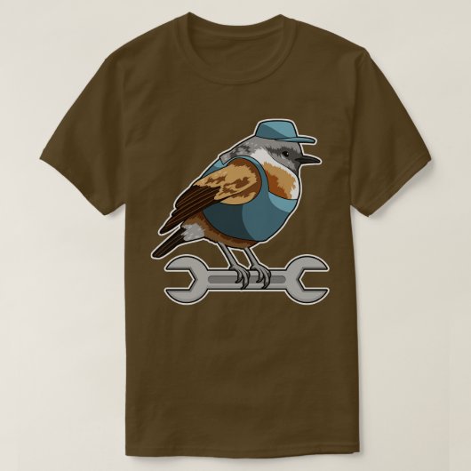 Vogel als Handwerker mit Schlüssel T-Shirt (Design vorne)