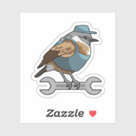 Vogel als Handwerker mit Wrench Aufkleber