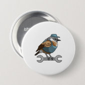 Vogel als Handwerker mit Wrench Button (Vorne & Hinten)