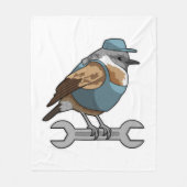 Vogel als Handwerker mit Wrench Fleecedecke (Vorderseite)