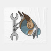 Vogel als Handwerker mit Wrench Fleecedecke (Vorderseite (Horizontal))