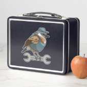 Vogel als Handwerker mit Wrench Metall Brotdose (Beispiel)