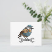 Vogel als Handwerker mit Wrench Postkarte (Stehend Vorderseite)