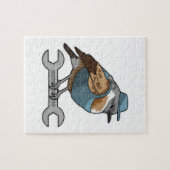 Vogel als Handwerker mit Wrench Puzzle (Horizontal)