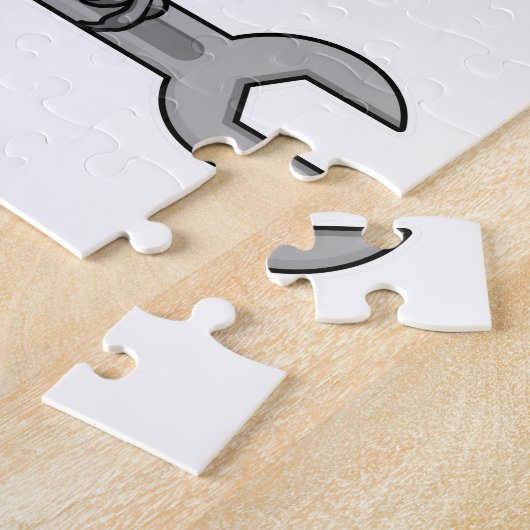 Vogel als Handwerker mit Wrench Puzzle (Seite)