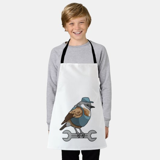 Vogel als Handwerker mit Wrench Schürze (Getragen)