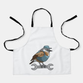 Vogel als Handwerker mit Wrench Schürze (Vorderseite)