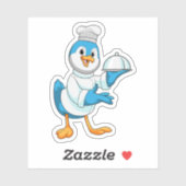 Vogel als Koch mit Platter Aufkleber (Blatt)