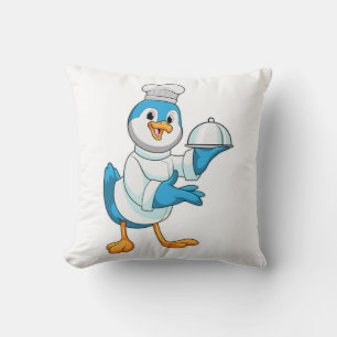 Vogel als Koch mit Platter Kissen