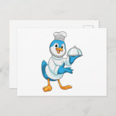 Vogel als Koch mit Platter Postkarte (Vorne/Hinten)
