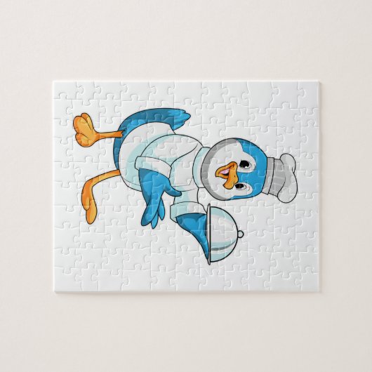 Vogel als Koch mit Platter Puzzle (Horizontal)