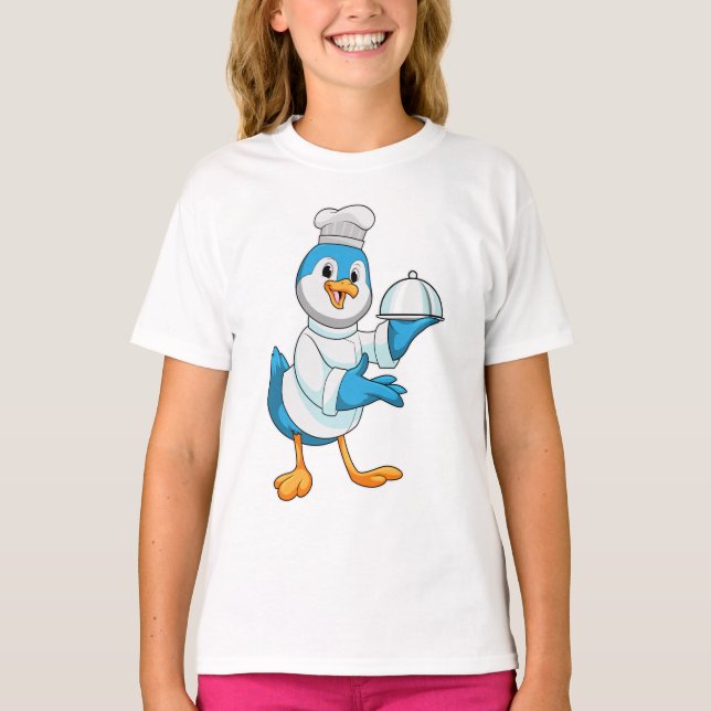 Vogel als Koch mit Platter T-Shirt (Vorderseite)
