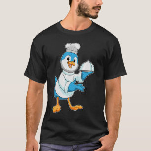 Vogel als Koch mit Platter T-Shirt