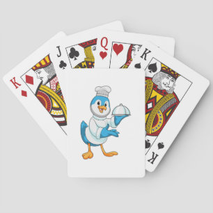 Vogel als Koch mit Tablett Spielkarten