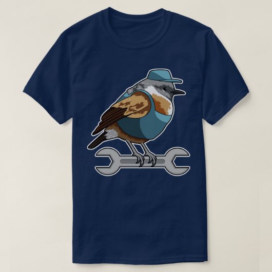 Vogel als Zeichner mit Wrench T-Shirt (Design vorne)
