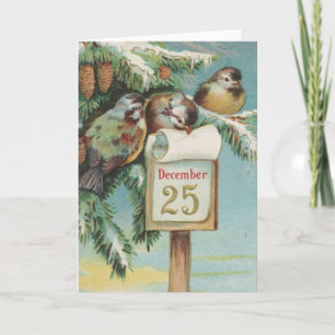 Vögel am 25. Dezember Feiertagskarte