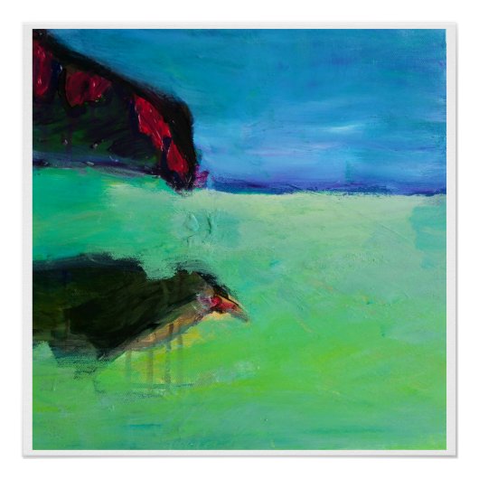 Vogel am Strand 20x20 glänzendes Poster (Vorderseite)