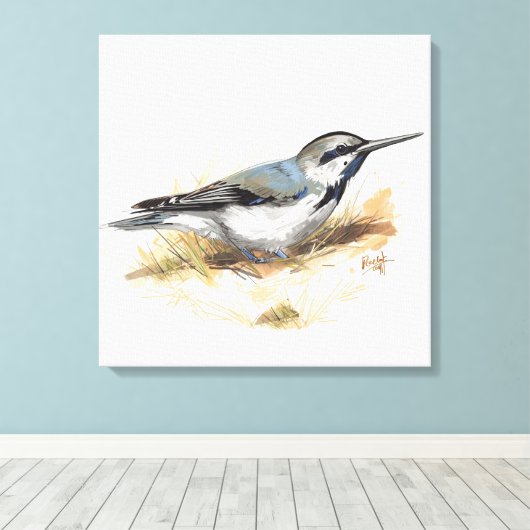Vogel am Strand Leinwanddruck (Insitu (Holzboden))