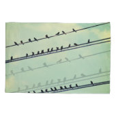 Vögel an Drähten, Vintager blauer Himmel. Kissenbezug (Rückseite)