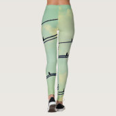 Vögel an Drähten, Vintager blauer Himmel. Leggings (Rückseite)