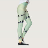 Vögel an Drähten, Vintager blauer Himmel. Leggings (Rechts)