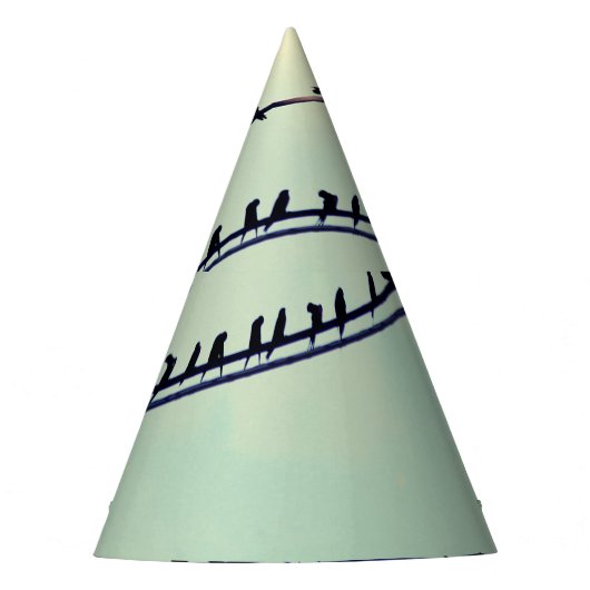Vögel an Drähten, Vintager blauer Himmel. Partyhütchen (Vorderseite)