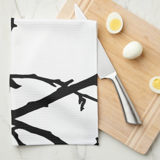 Vogel an einer Zweigstelle Geschirrtuch (Viertel Falte)