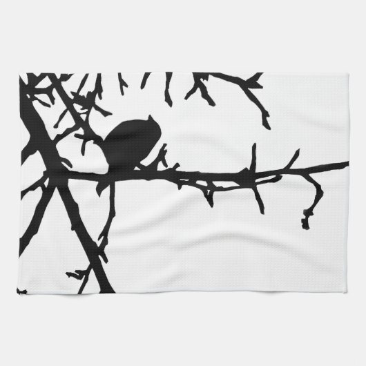 Vogel an einer Zweigstelle Geschirrtuch (Horizontal)