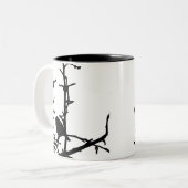 Vogel an einer Zweigstelle Zweifarbige Tasse (Vorderseite Links)