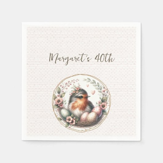 Vogel-Aquarell Serviette (Vorderseite)