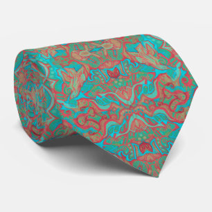 Vögel Arabesque Bohemian Boho Türkis Muster Krawatte