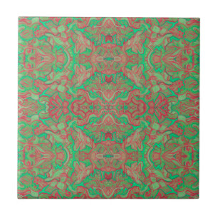 Vögel Arabesque Orientalisch Bohemian Boho Rot Grü Fliese